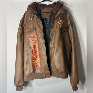 Brown Varsity Jacket with Embroidered Logo